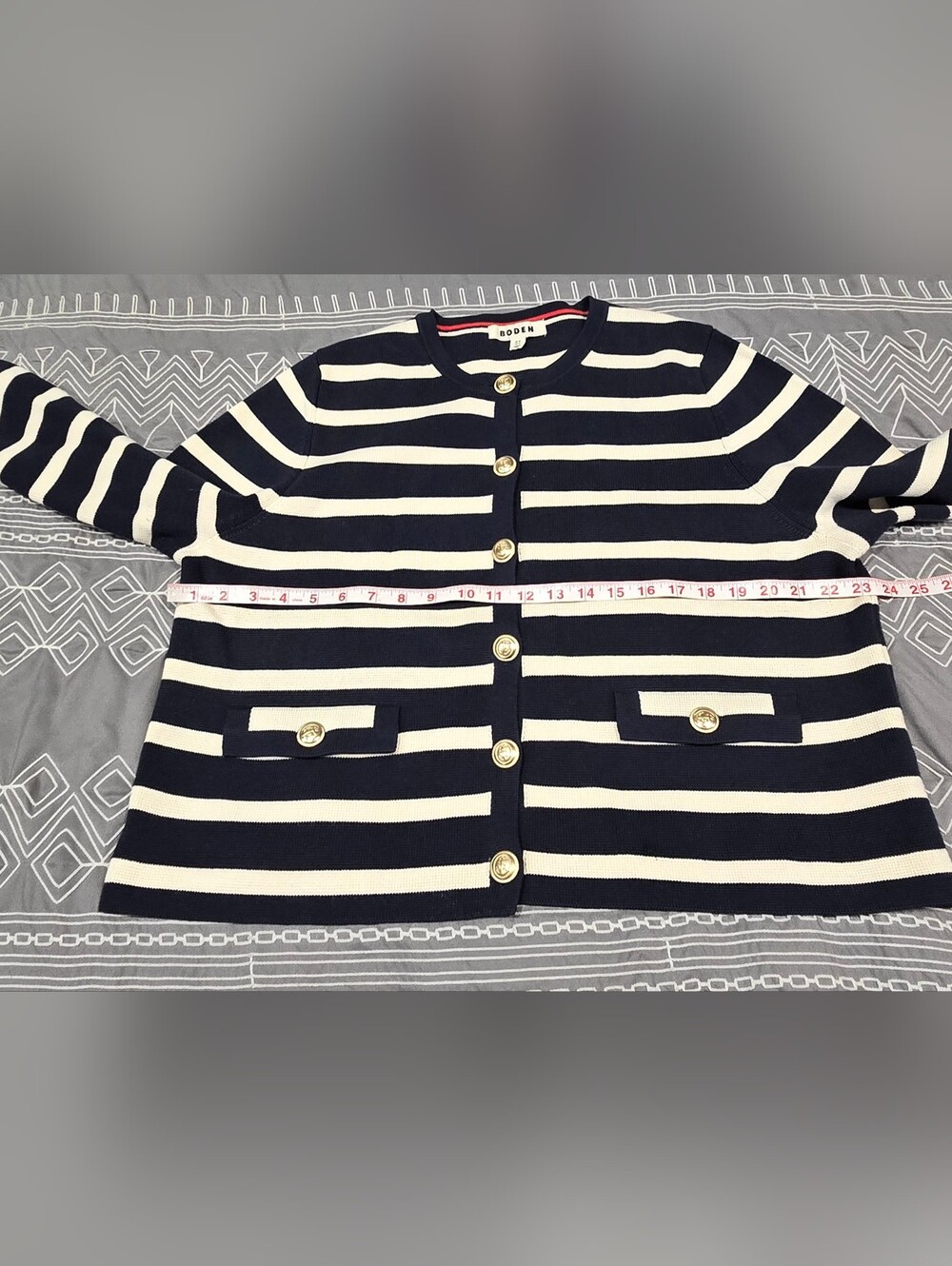 Boden Holly Knitted Striped Cropped Jacket Size 14 - Picture 4 of 7